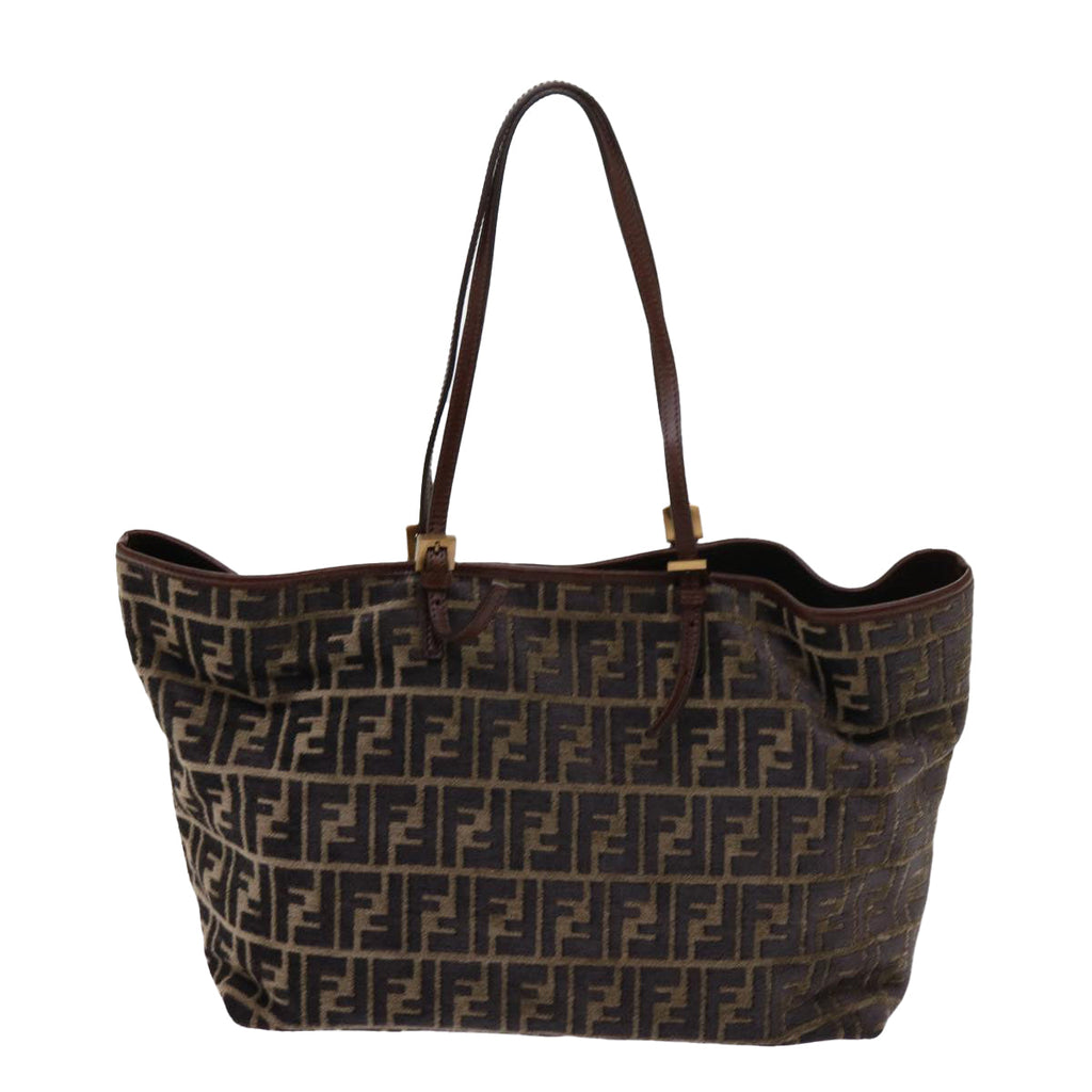 FENDI Zucca Canvas Tote Bag Black Brownam5618