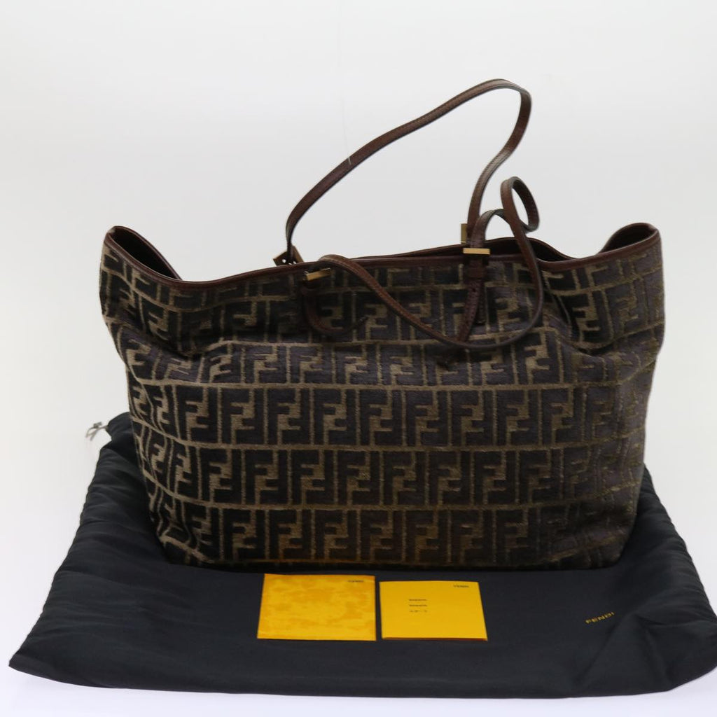 FENDI Zucca Canvas Tote Bag Black Brownam5618