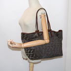 FENDI Zucca Canvas Tote Bag Black Brownam5618