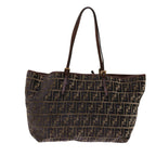 FENDI Zucca Canvas Tote Bag Black Brownam5618