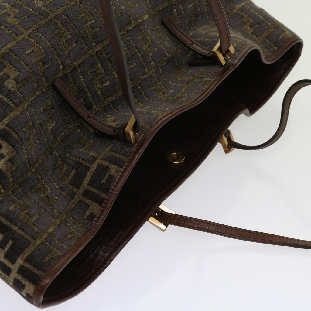 FENDI Zucca Canvas Tote Bag Black Brownam5618