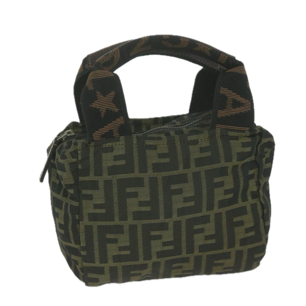 FENDI Zucca Canvas Hand Bag Black Brownam5632