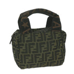 FENDI Zucca Canvas Hand Bag Black Brownam5632
