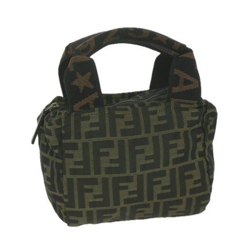 FENDI Zucca Canvas Hand Bag Black Brownam5632
