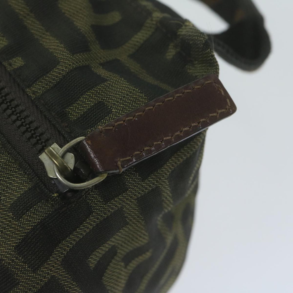 FENDI Zucca Canvas Hand Bag Black Brownam5632