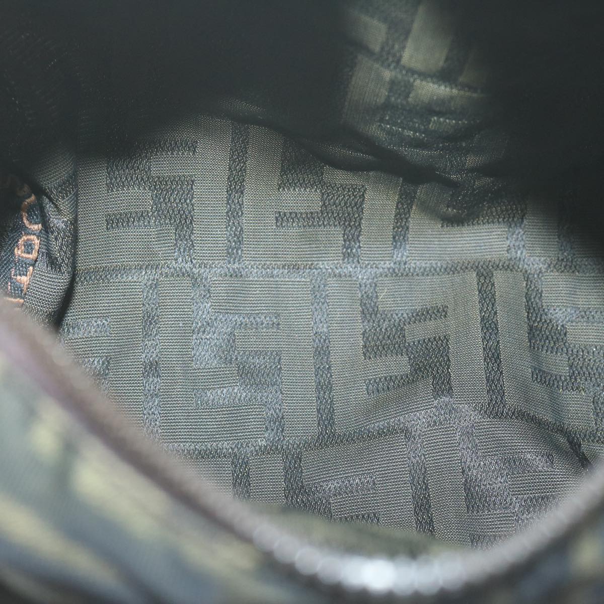 FENDI Zucca Canvas Hand Bag Black Brownam5632