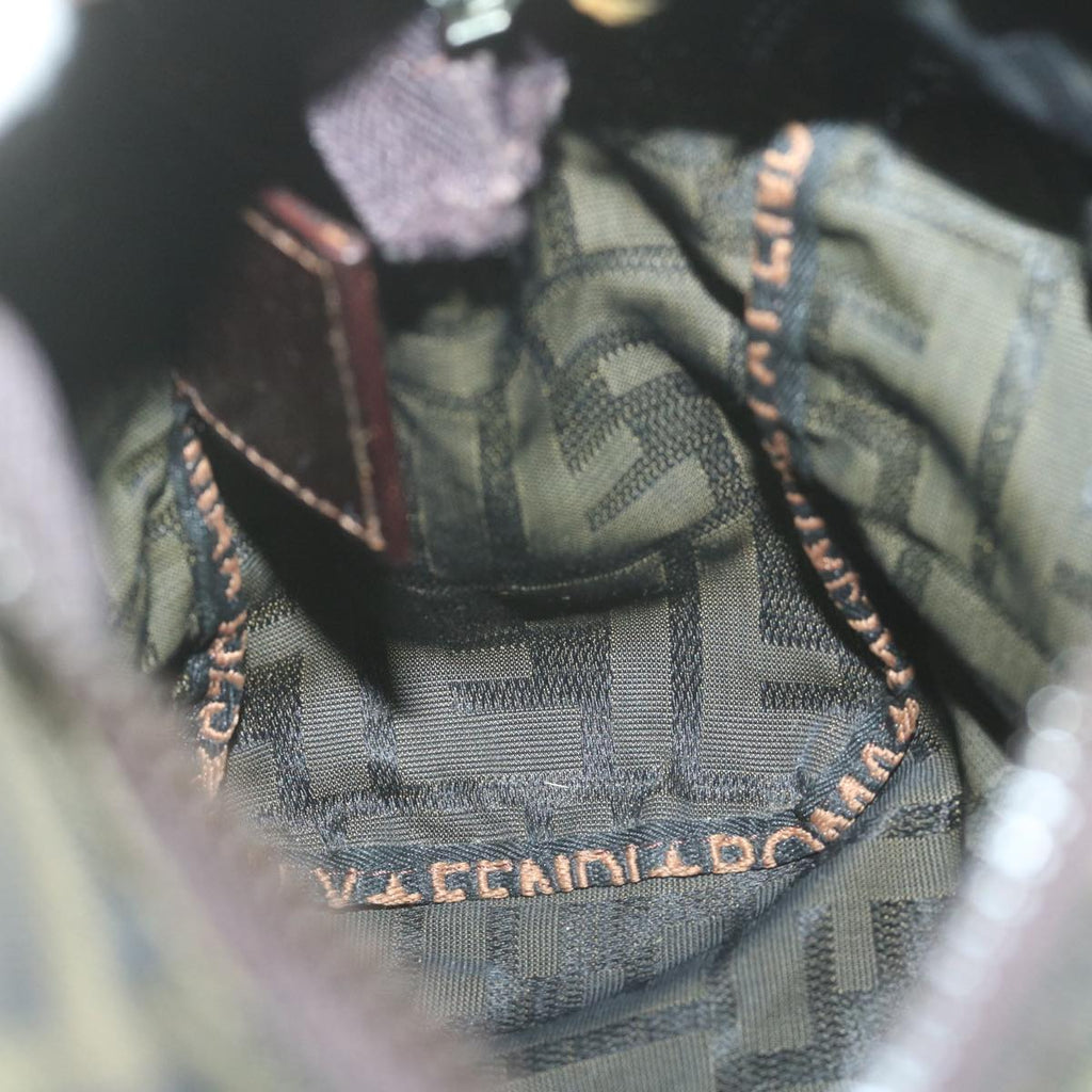 FENDI Zucca Canvas Hand Bag Black Brownam5632