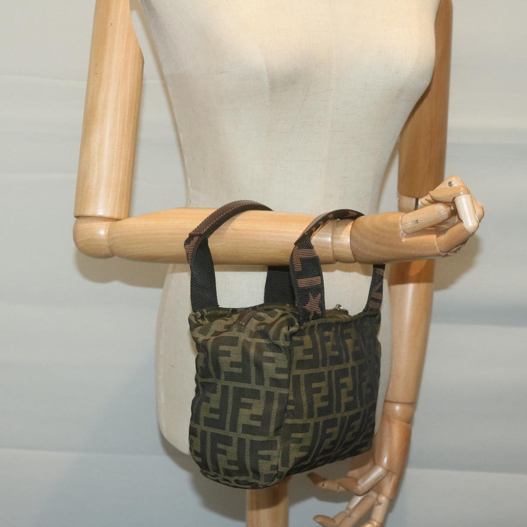 FENDI Zucca Canvas Hand Bag Black Brownam5632