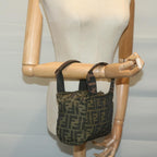 FENDI Zucca Canvas Hand Bag Black Brownam5632