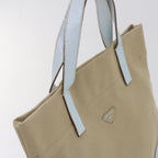 PRADA Hand Bag Canvas Beige  am5651