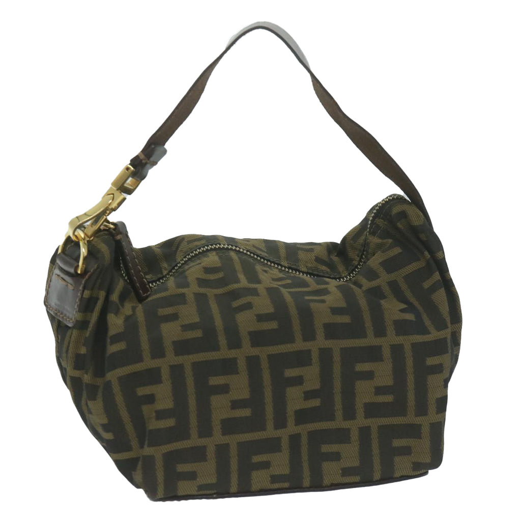 FENDI Zucca Canvas Hand Bag Black Brownam5701