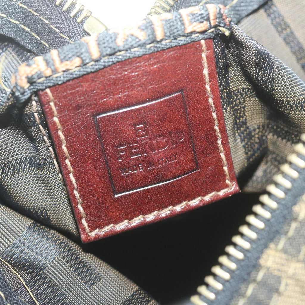 FENDI Zucca Canvas Hand Bag Black Brownam5701