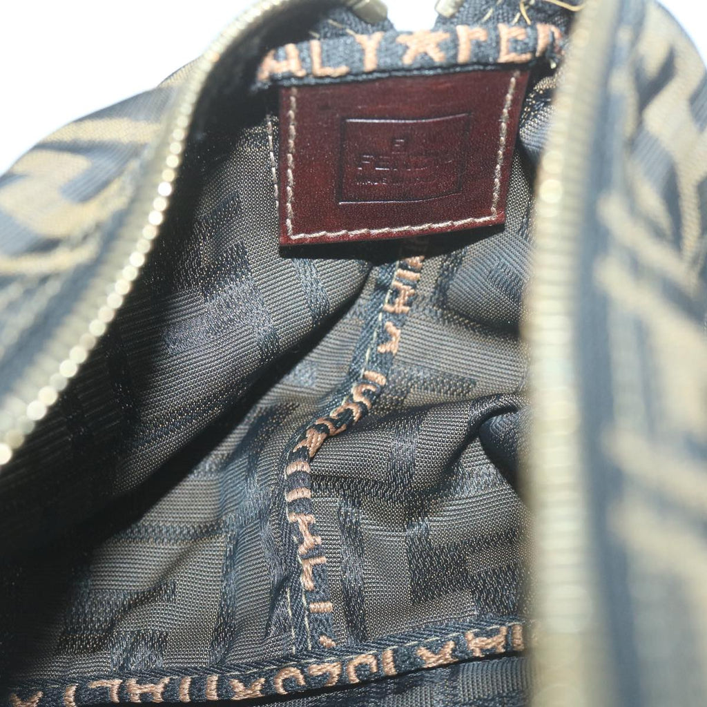 FENDI Zucca Canvas Hand Bag Black Brownam5701