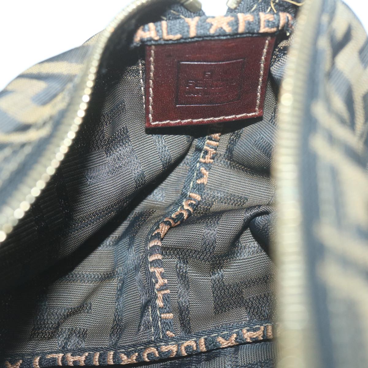 FENDI Zucca Canvas Hand Bag Black Brownam5701