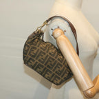 FENDI Zucca Canvas Hand Bag Black Brownam5701