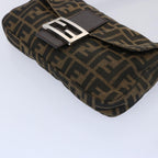 FENDI Zucca Canvas Mamma Baguette Shoulder Bag Brown Blackam5709