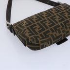 FENDI Zucca Canvas Mamma Baguette Shoulder Bag Brown Blackam5709