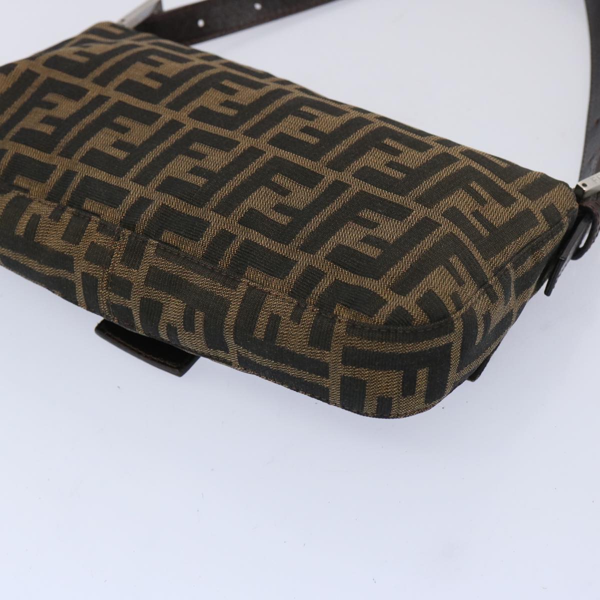 FENDI Zucca Canvas Mamma Baguette Shoulder Bag Brown Blackam5709