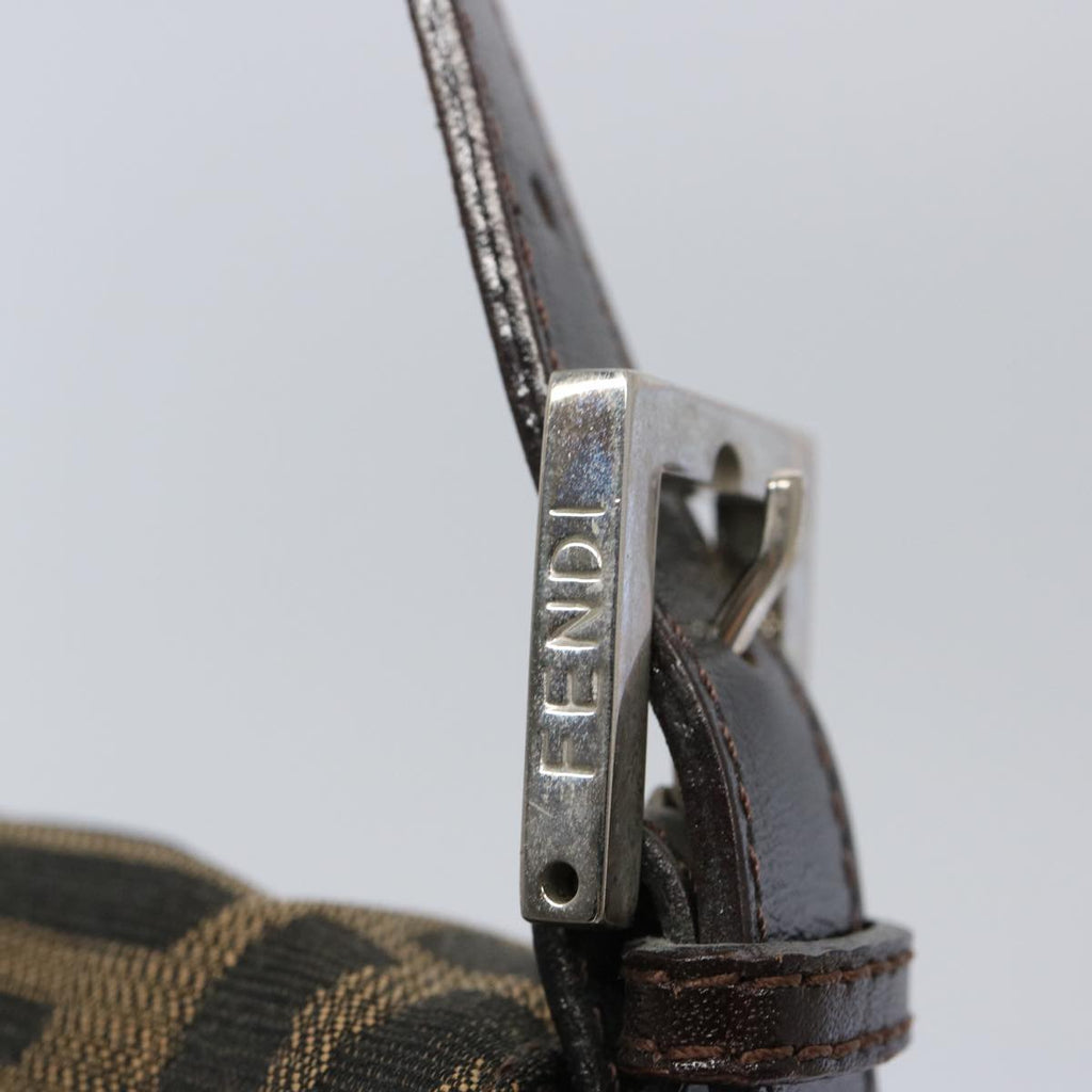 FENDI Zucca Canvas Mamma Baguette Shoulder Bag Brown Blackam5709