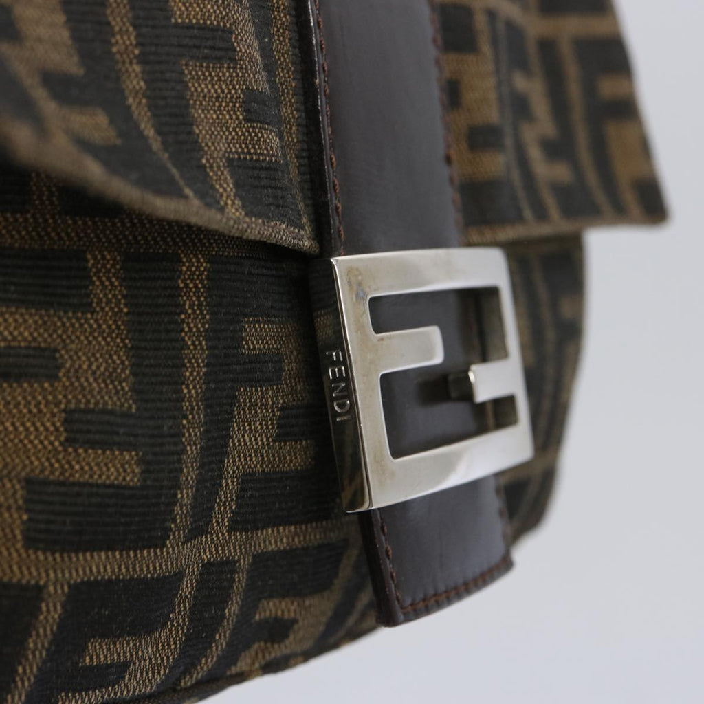 FENDI Zucca Canvas Mamma Baguette Shoulder Bag Brown Blackam5709
