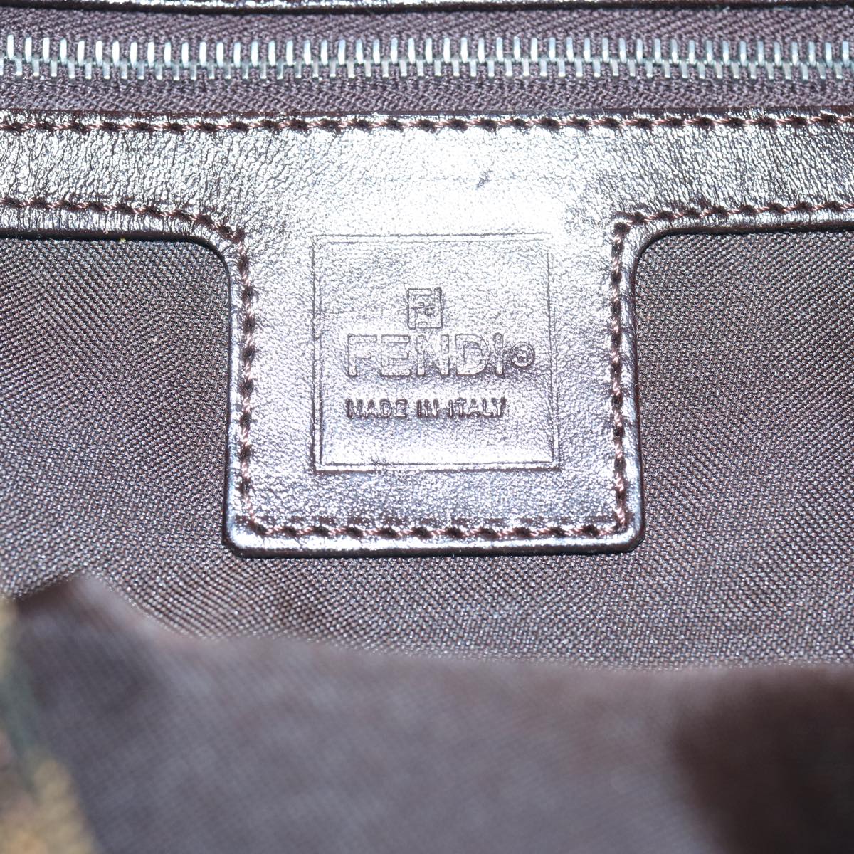 FENDI Zucca Canvas Mamma Baguette Shoulder Bag Brown Blackam5709