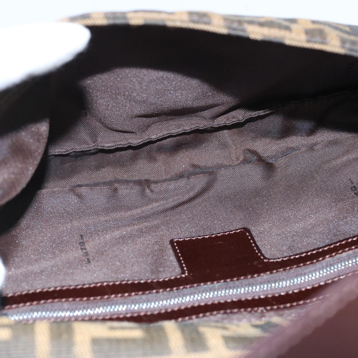 FENDI Zucca Canvas Mamma Baguette Shoulder Bag Brown Blackam5709