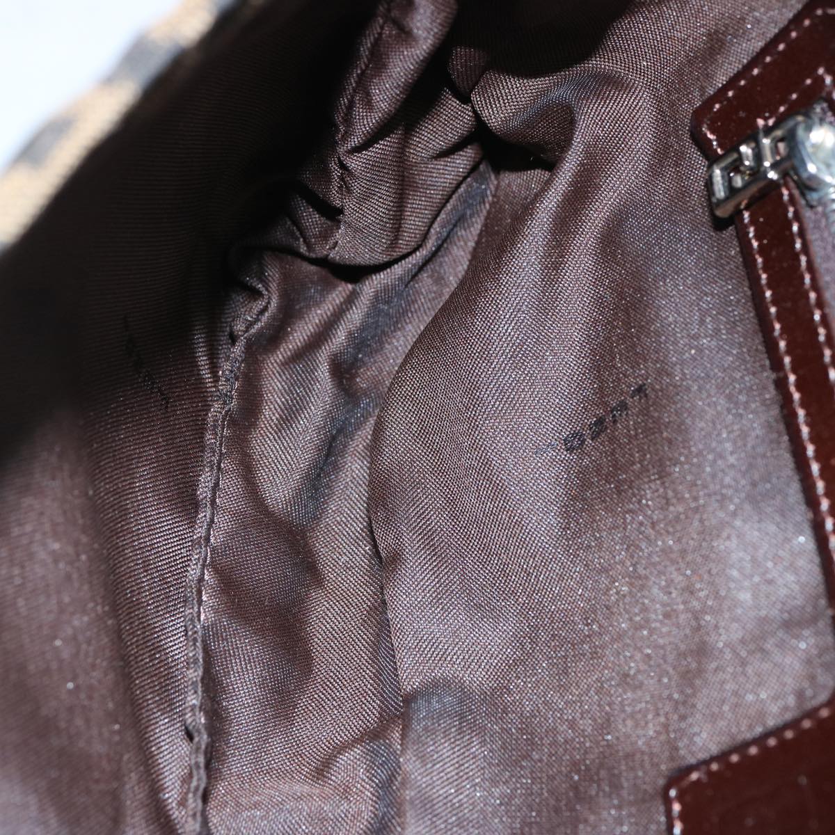 FENDI Zucca Canvas Mamma Baguette Shoulder Bag Brown Blackam5709