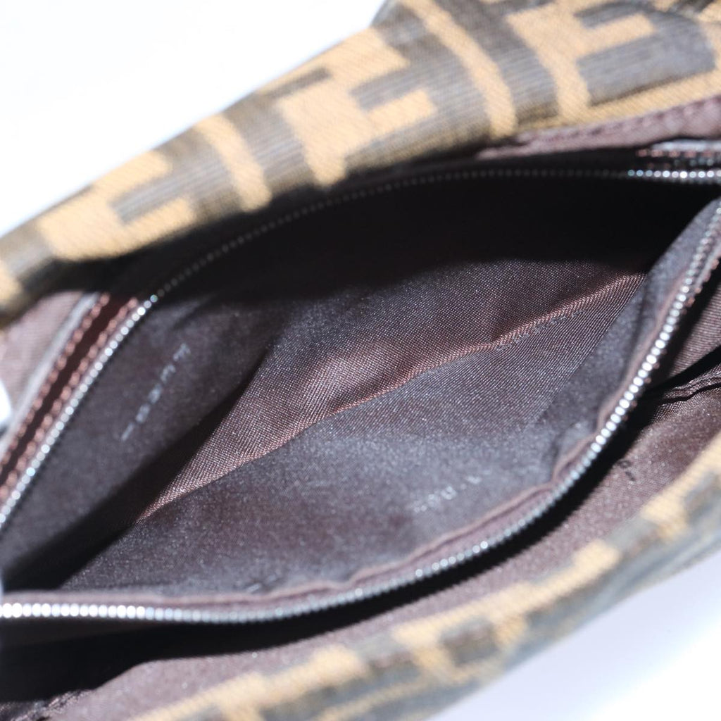 FENDI Zucca Canvas Mamma Baguette Shoulder Bag Brown Blackam5709