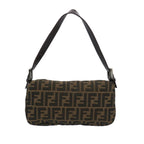 FENDI Zucca Canvas Mamma Baguette Shoulder Bag Brown Blackam5709