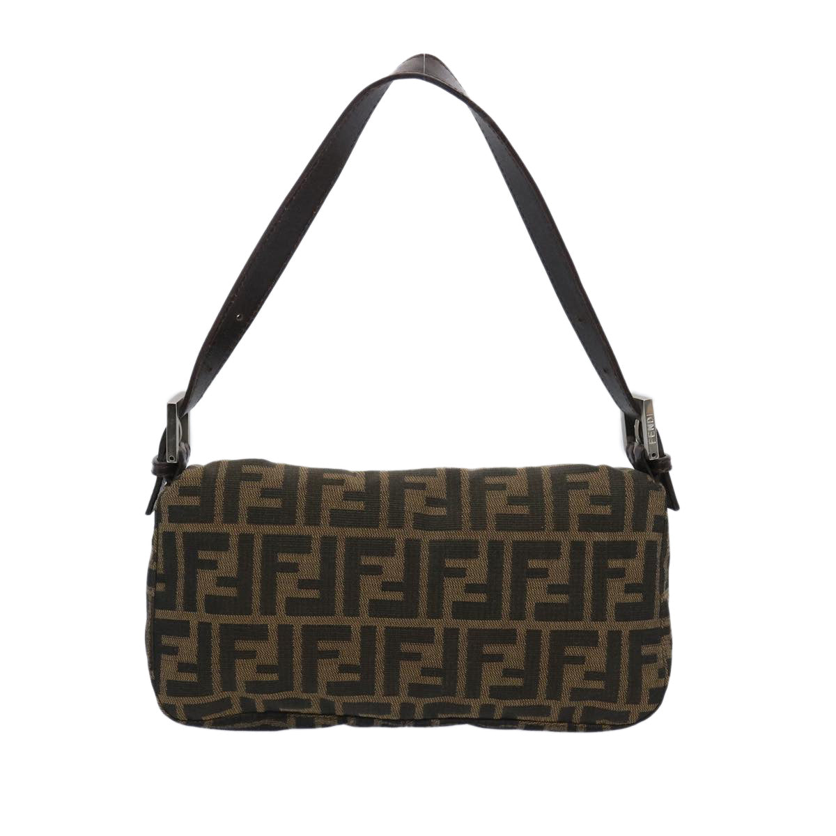 FENDI Zucca Canvas Mamma Baguette Shoulder Bag Brown Blackam5709