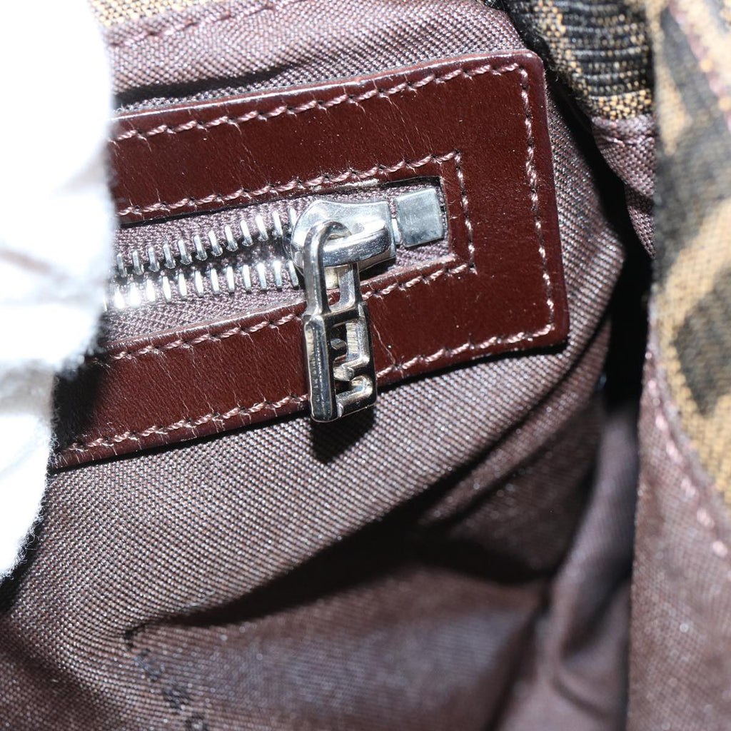 FENDI Zucca Canvas Mamma Baguette Shoulder Bag Brown Blackam5709