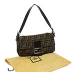 FENDI Zucca Canvas Mamma Baguette Shoulder Bag Brown Blackam5709