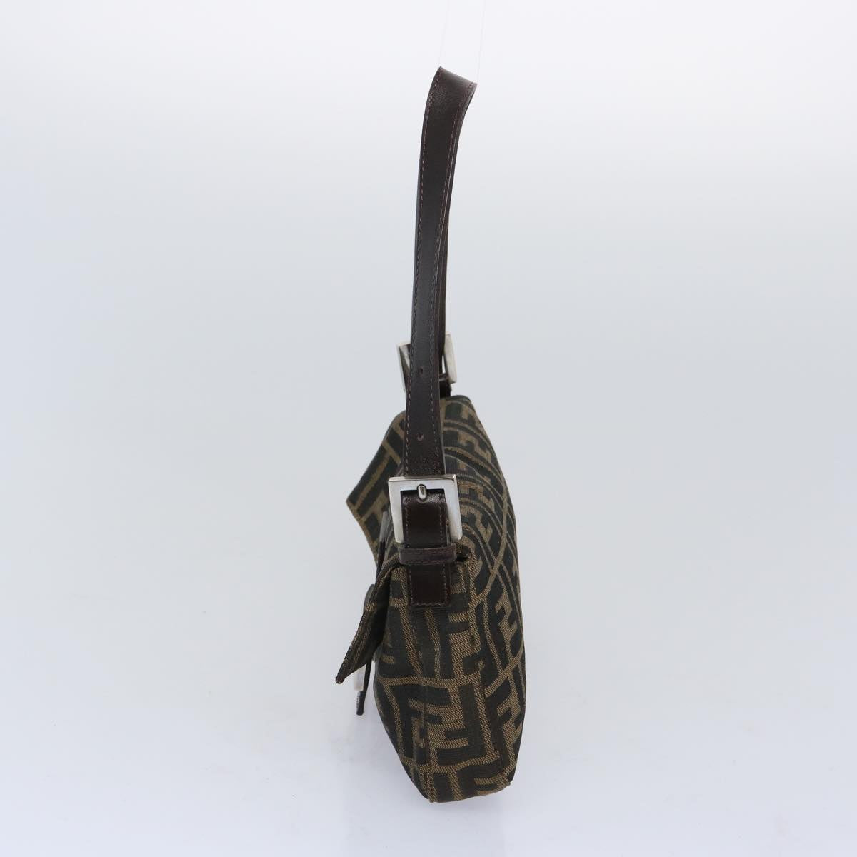 FENDI Zucca Canvas Mamma Baguette Shoulder Bag Brown Blackam5709