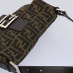 FENDI Zucca Canvas Mamma Baguette Shoulder Bag Brown Blackam5709