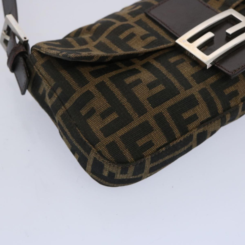 FENDI Zucca Canvas Mamma Baguette Shoulder Bag Brown Blackam5709