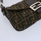 FENDI Zucca Canvas Mamma Baguette Shoulder Bag Brown Blackam5709