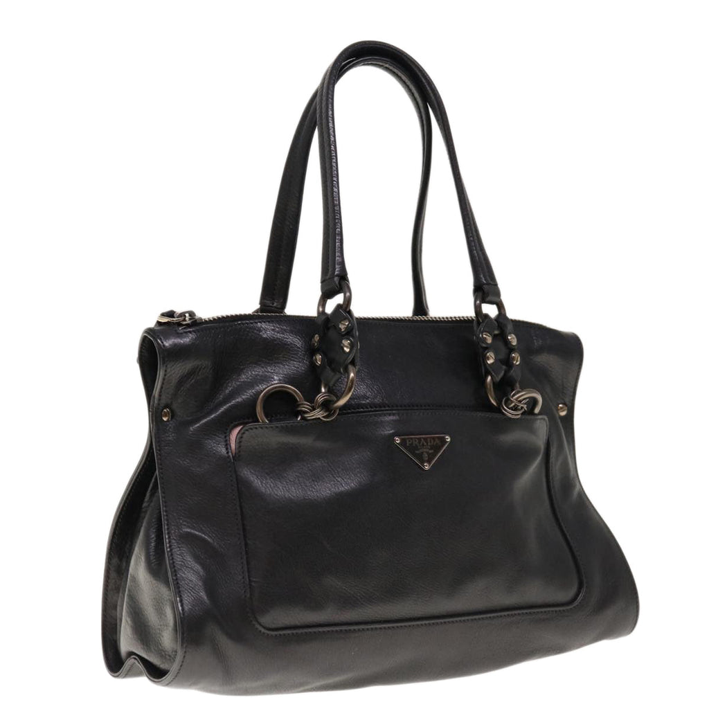 PRADA Chain Shoulder Bag Leather Black  am5715