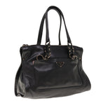 PRADA Chain Shoulder Bag Leather Black  am5715