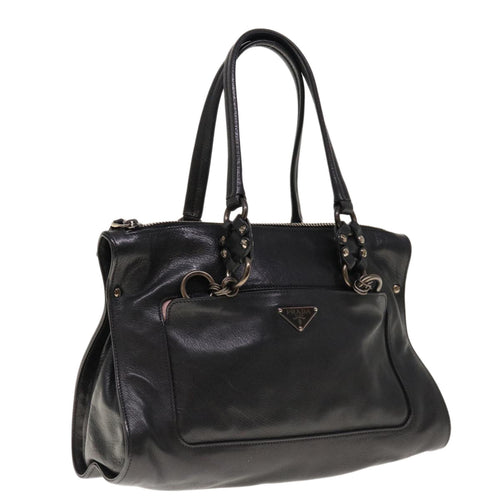 PRADA Chain Shoulder Bag Leather Black  am5715