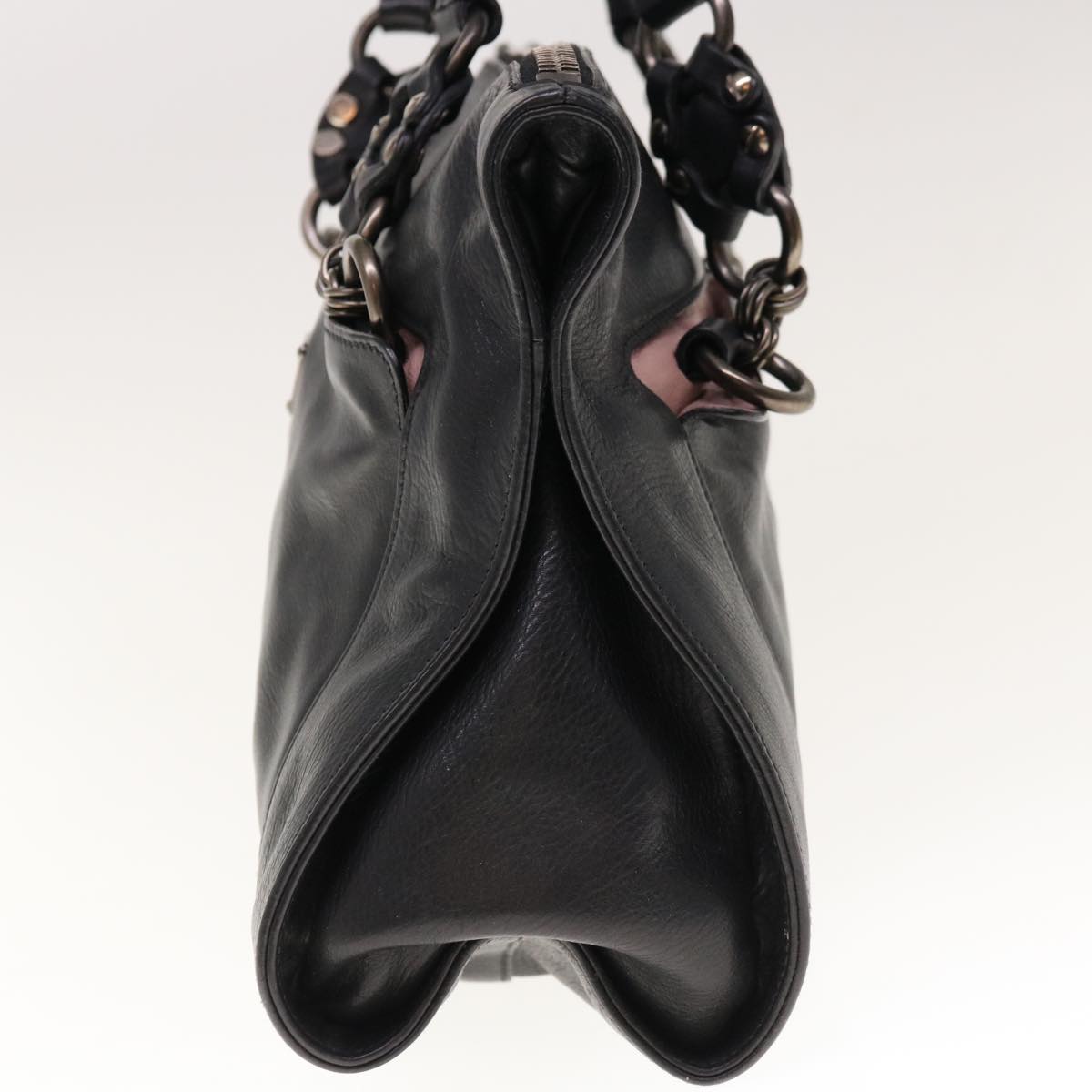 PRADA Chain Shoulder Bag Leather Black  am5715