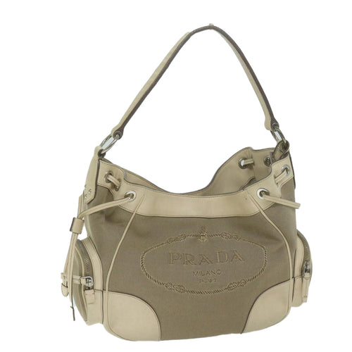 PRADA Shoulder Bag Canvas Beige  am5742