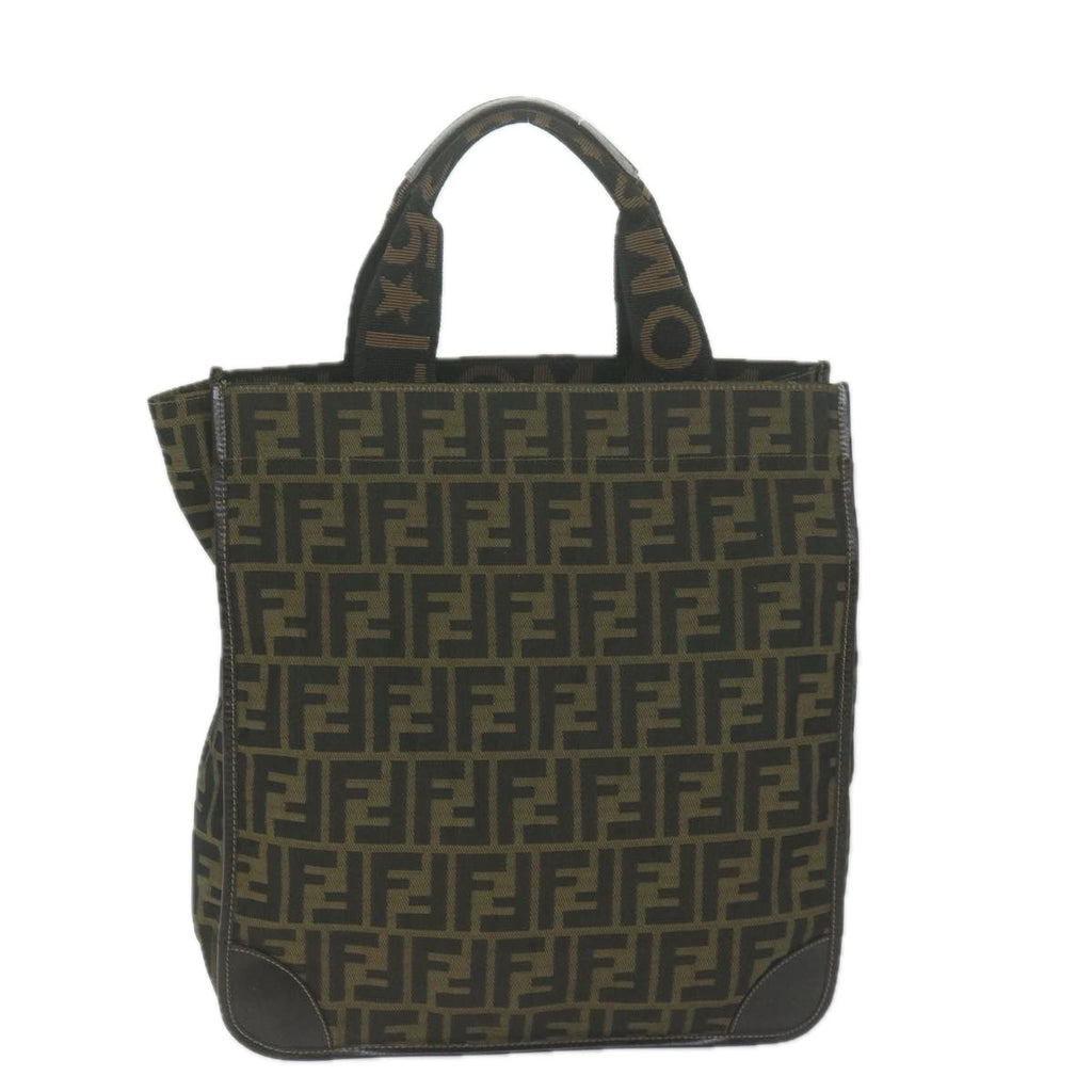 FENDI Zucca Canvas Hand Bag Black Brownam5749