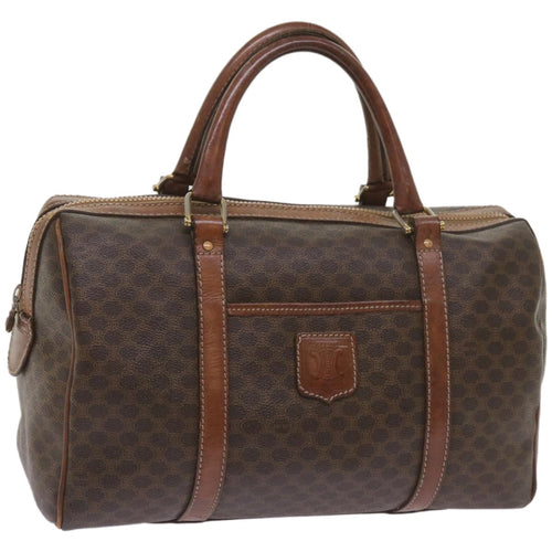 CELINE Macadam Canvas Boston Bag PVC Brown Auth am5885