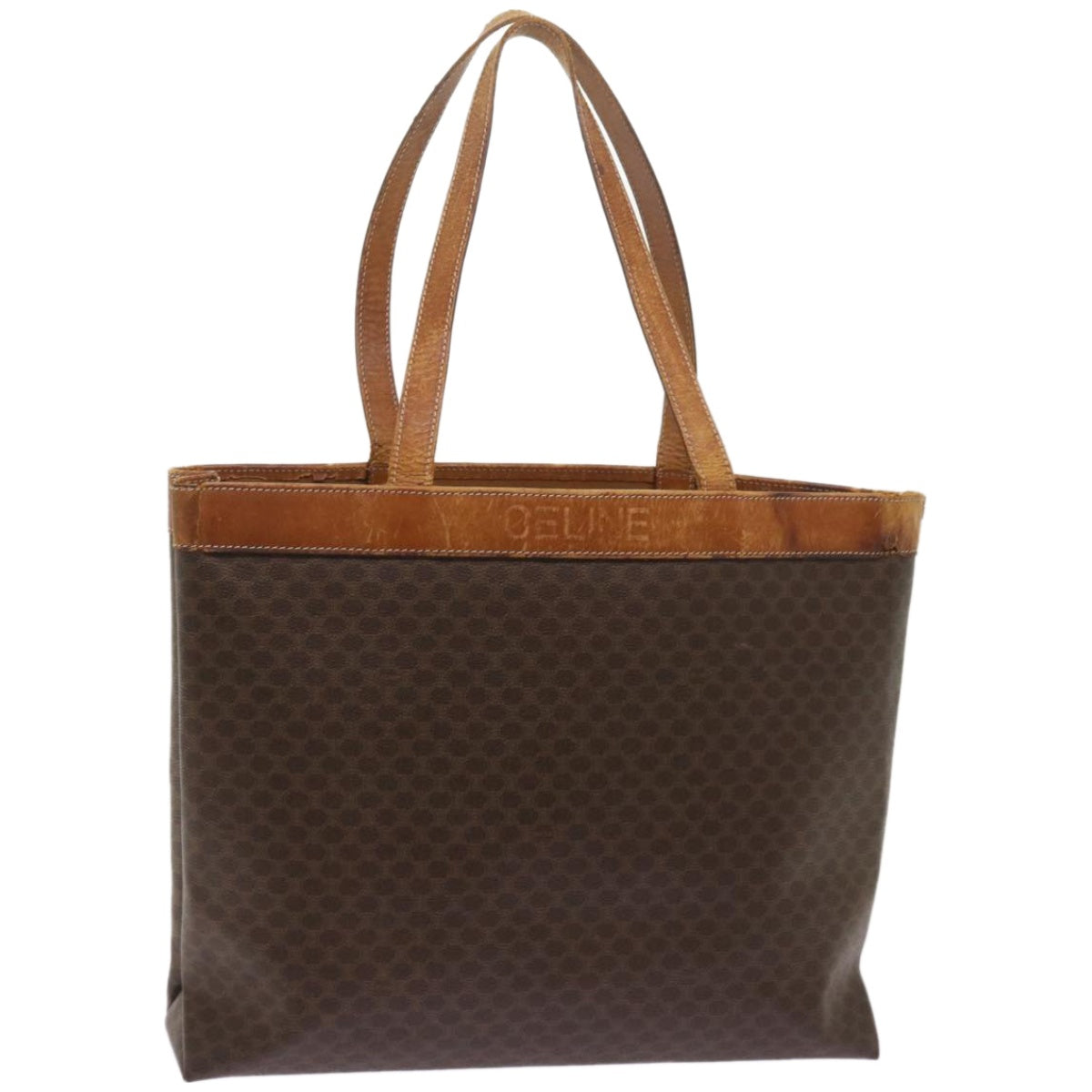 CELINE Macadam Canvas Tote Bag PVC Brown  am5886
