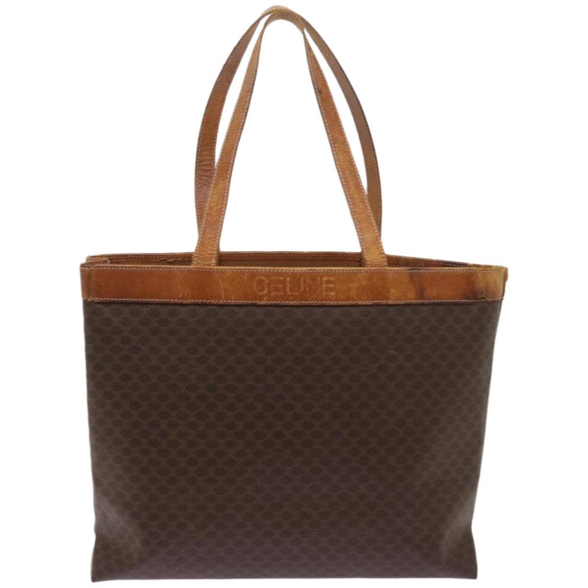 CELINE Macadam Canvas Tote Bag PVC Brown  am5886