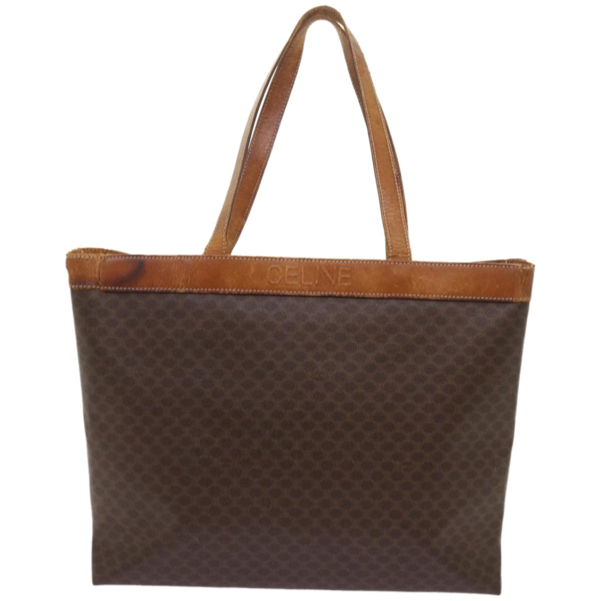 CELINE Macadam Canvas Tote Bag PVC Brown  am5886