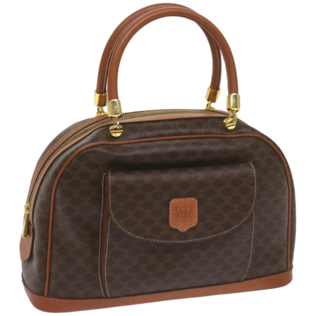 CELINE Macadam Canvas Hand Bag PVC Brown  am5897