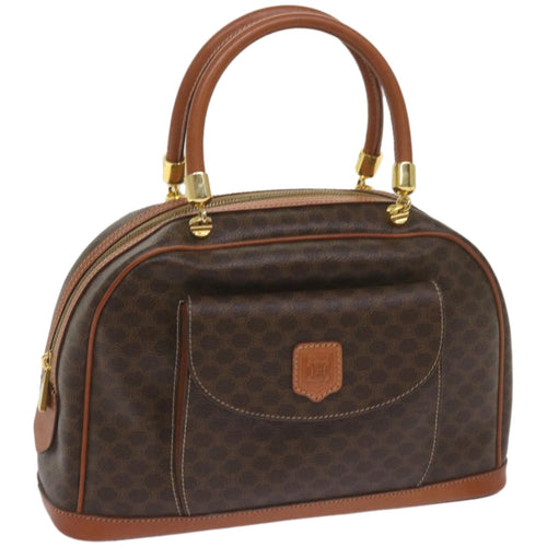 CELINE Macadam Canvas Hand Bag PVC Brown  am5897