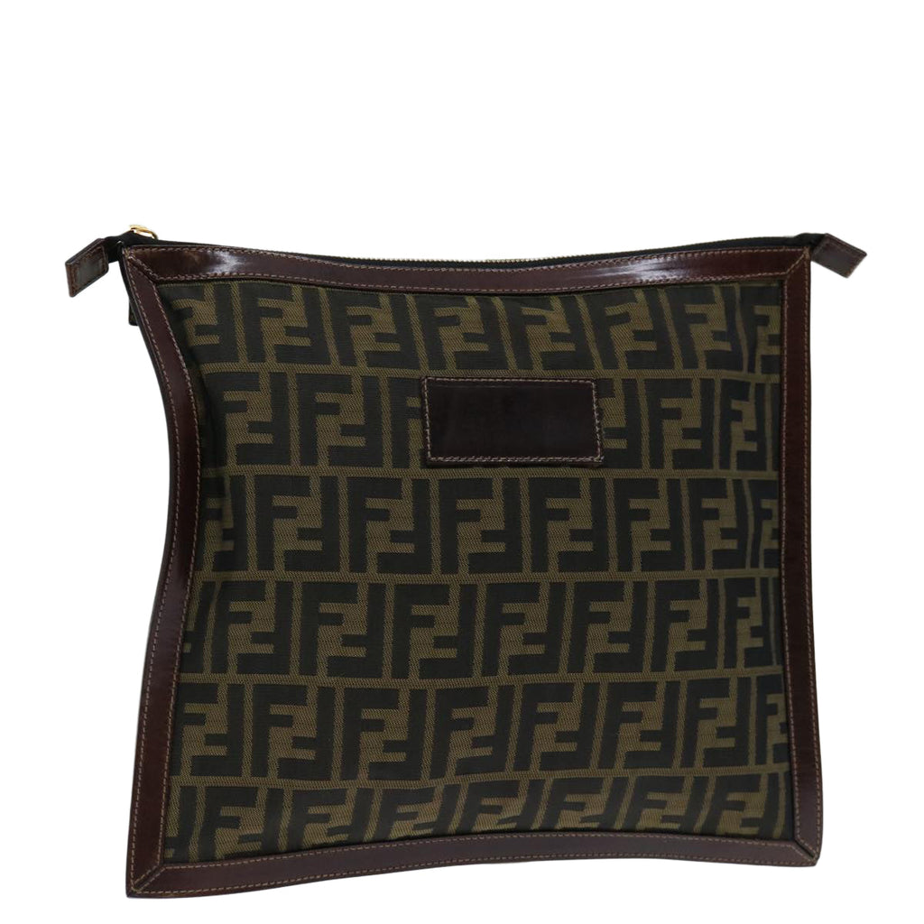 FENDI Zucca Canvas Clutch Bag Brownam5950
