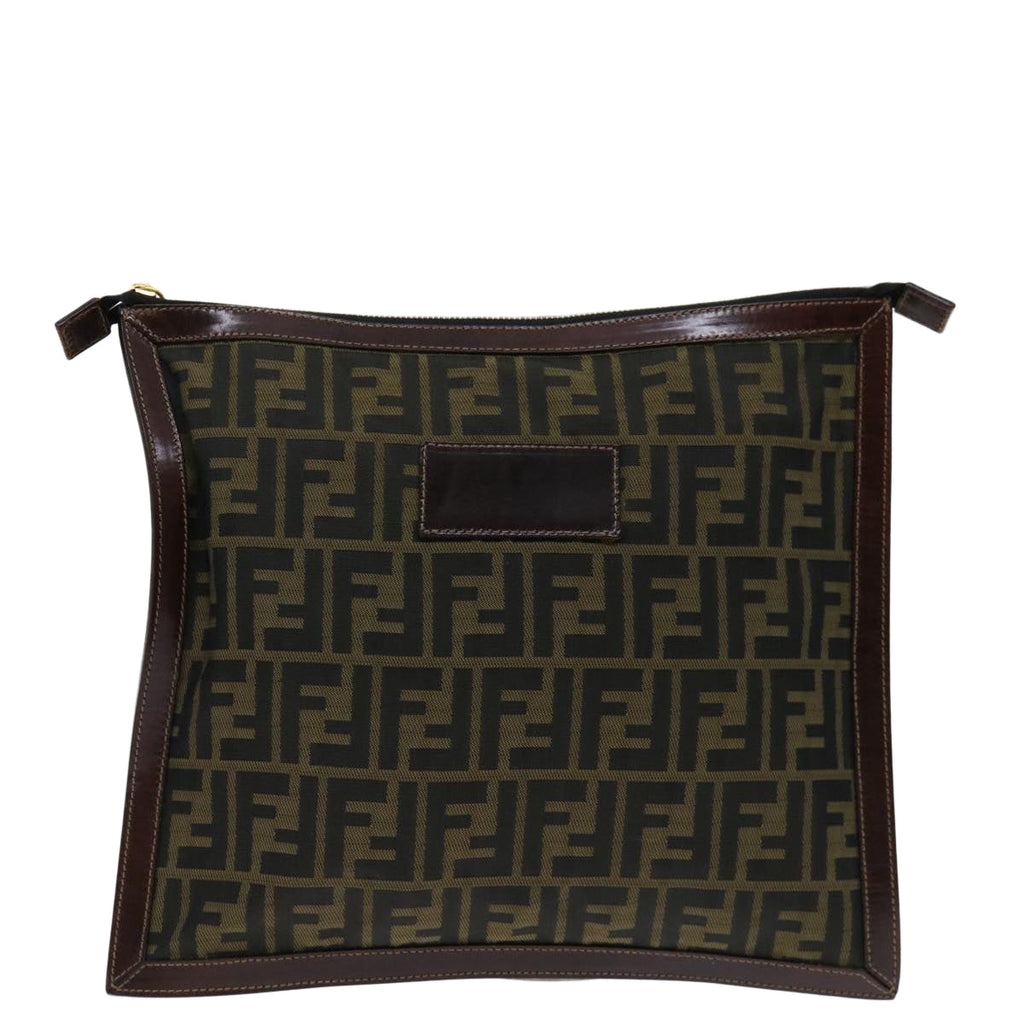 FENDI Zucca Canvas Clutch Bag Brownam5950